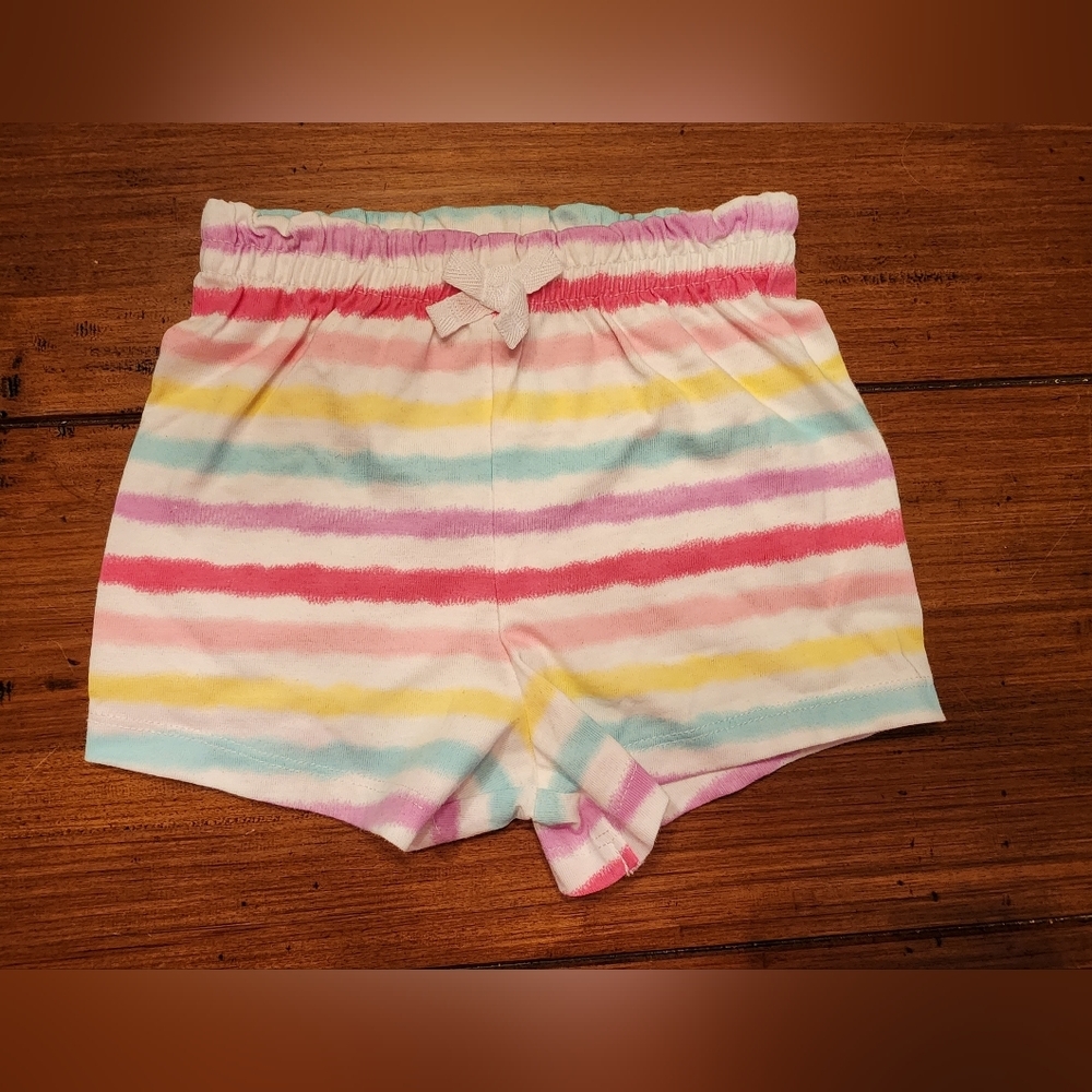 Garanimals Girls Paperbag Knit Short 2-pc Set Pink/Stripes 12mo - Picture 5 of 7